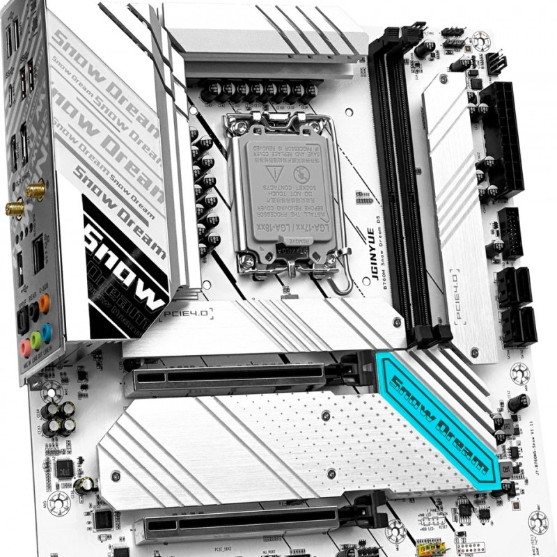 Jginyue B760M Snow Dream D5 Ddr5 Oc 8000 Mhz 4x Nvme HDMI Dp Type-C 1700 Soket